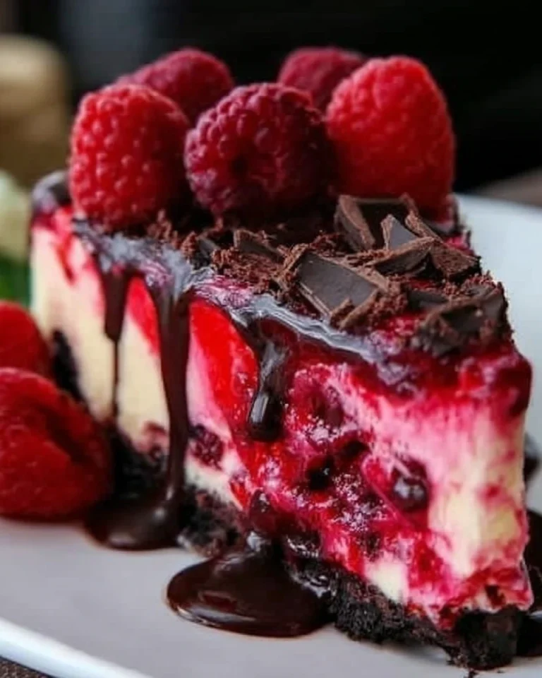 Dark Chocolate Raspberry Cheesecake