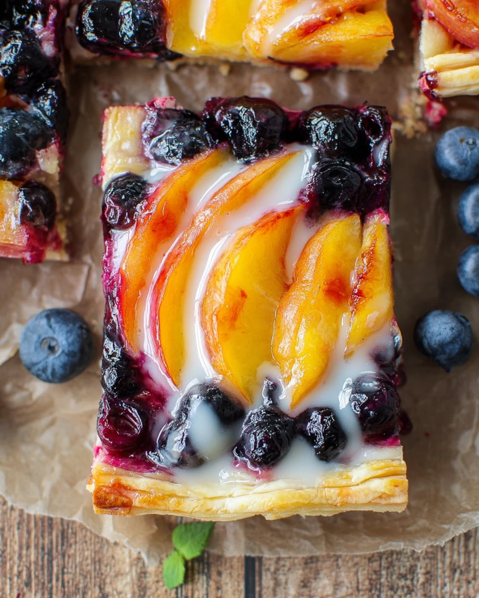 Easy Blueberry Peach Tart with Vanilla Glaze