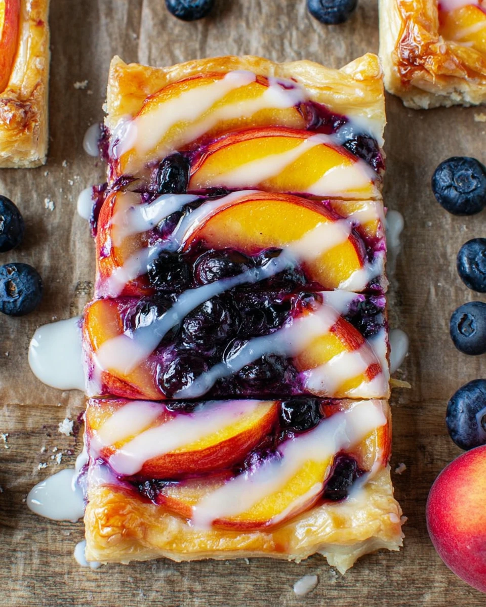 Easy Blueberry Peach Tart with Vanilla Glaze