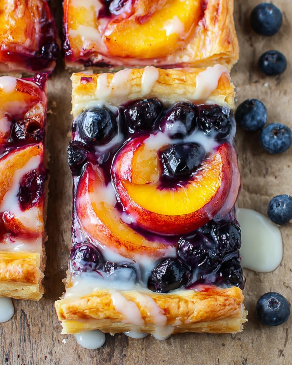 Easy Blueberry Peach Tart with Vanilla Glaze