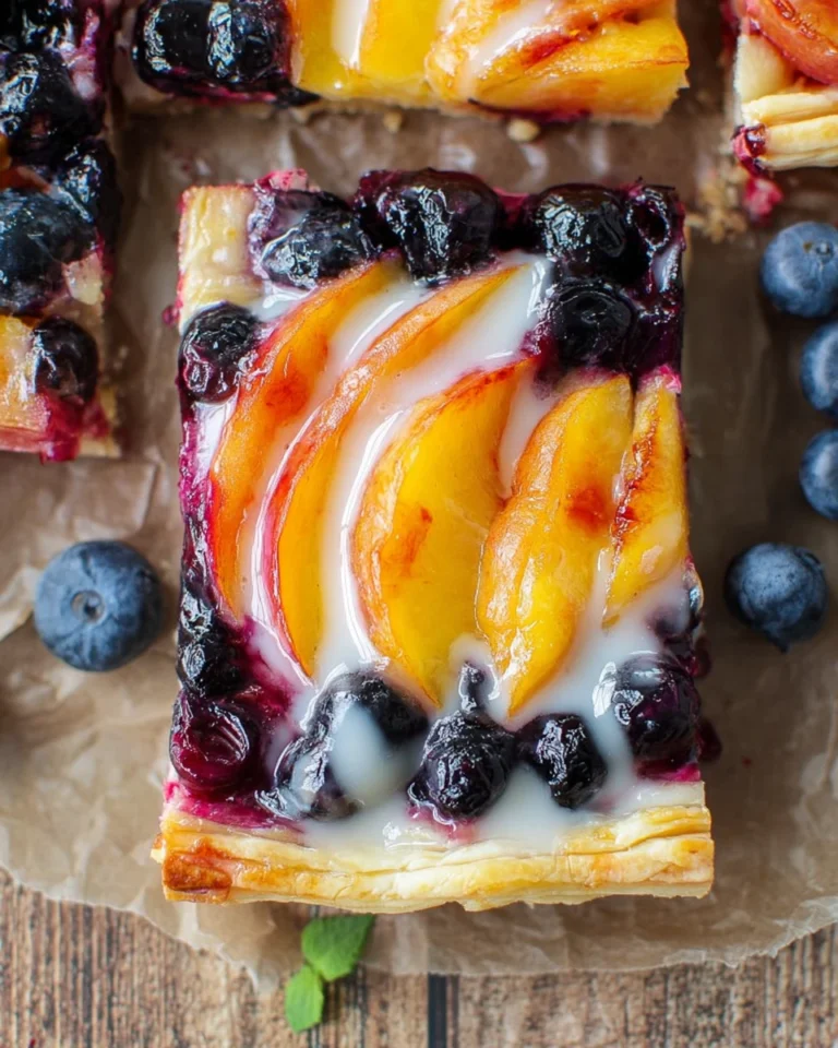 Easy Blueberry Peach Tart with Vanilla Glaze