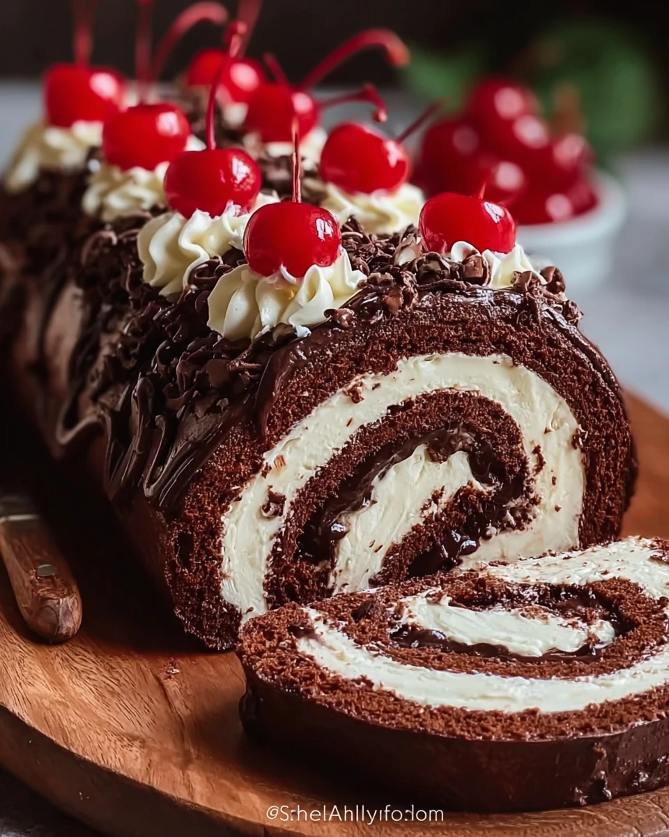Elegant Black Forest Cake Roll