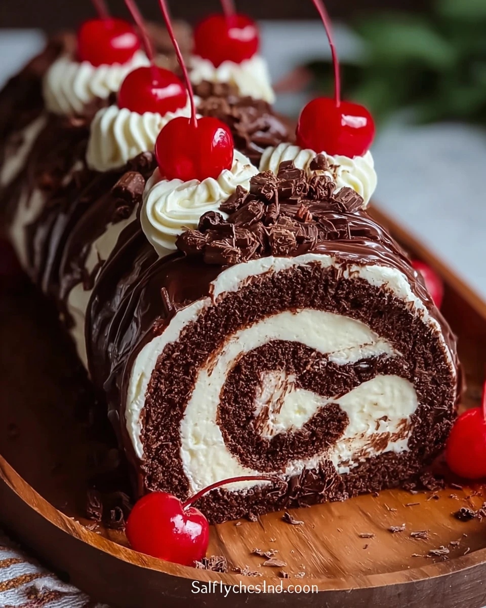 Elegant Black Forest Cake Roll
