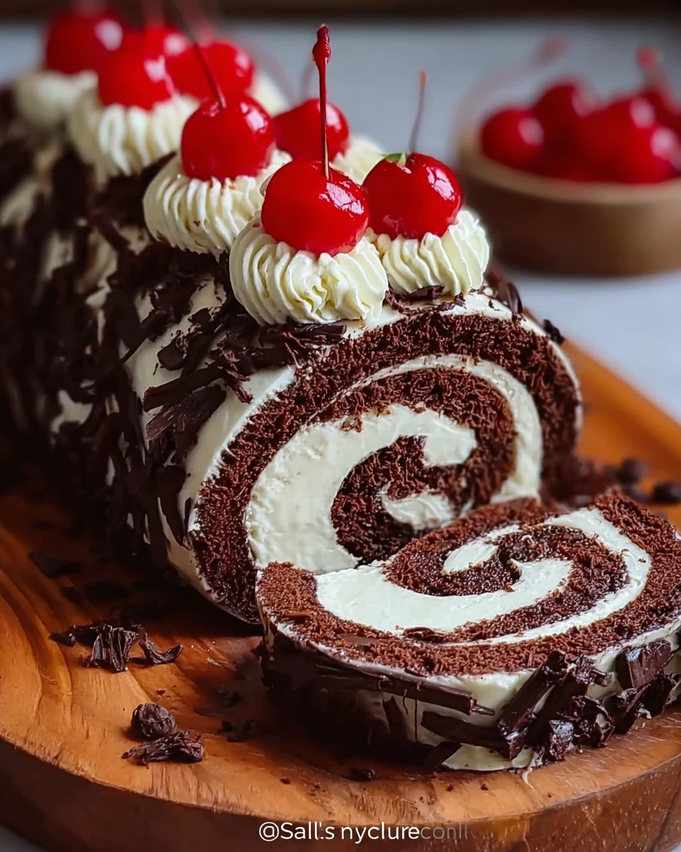 Elegant Black Forest Cake Roll