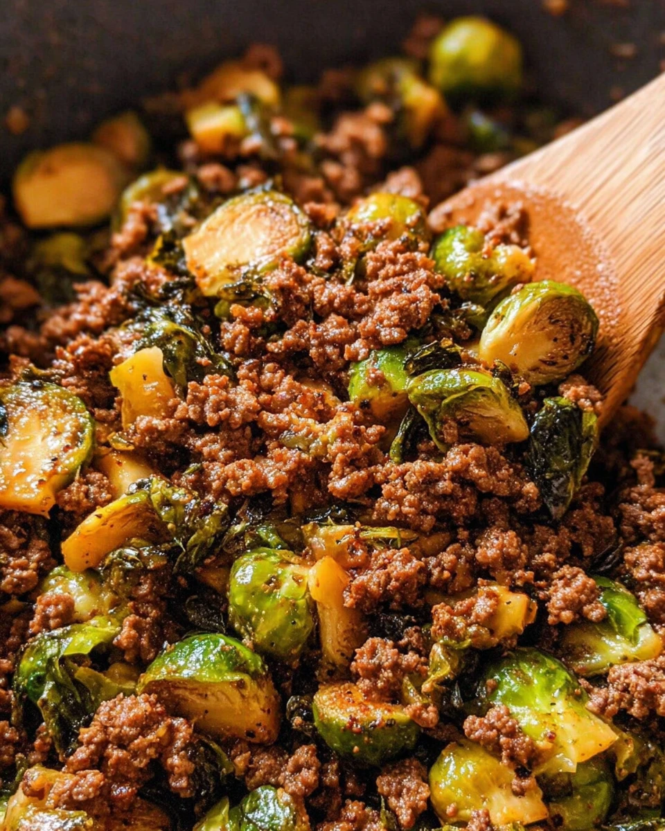 Ground Beef and Brussels Sprouts