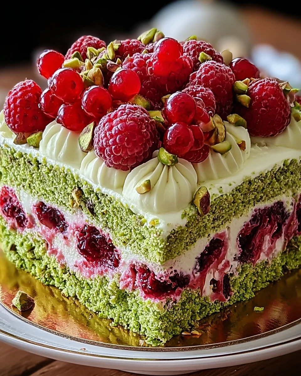 Heavenly Pistachio Raspberry Dream Cake