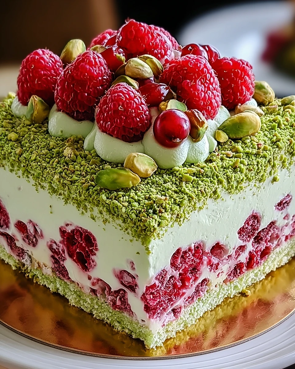 Heavenly Pistachio Raspberry Dream Cake