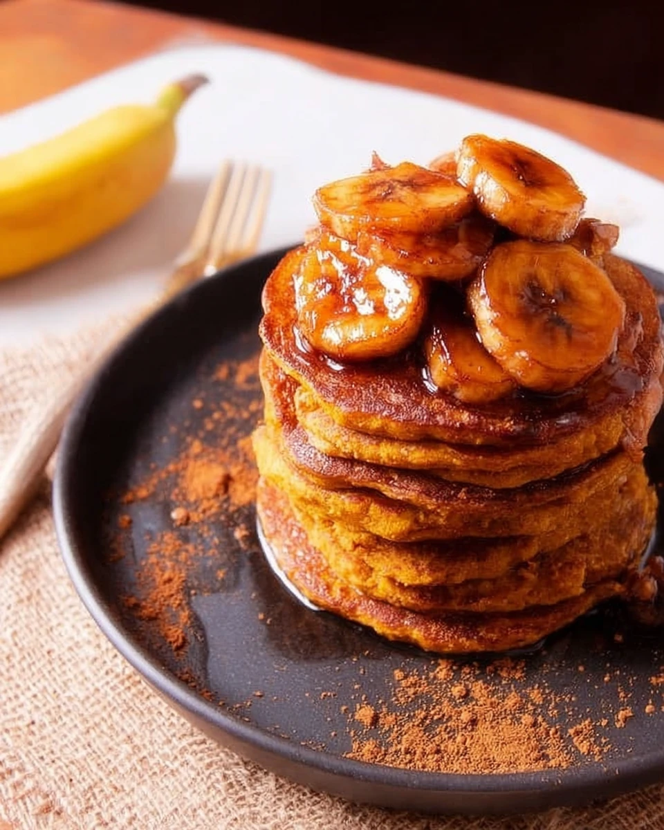 Pumpkin Oat Pancakes With Caramelized Bananas