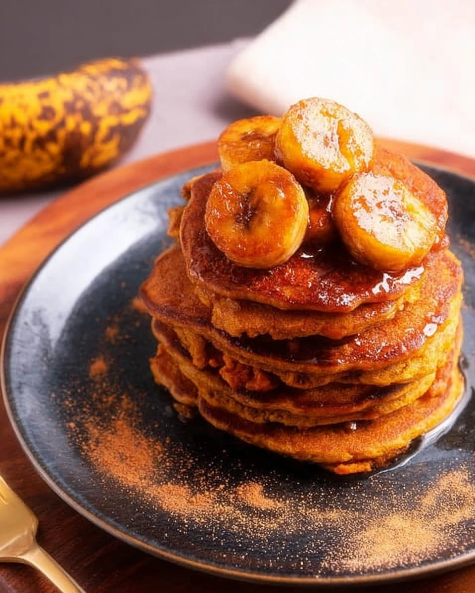 Pumpkin Oat Pancakes With Caramelized Bananas