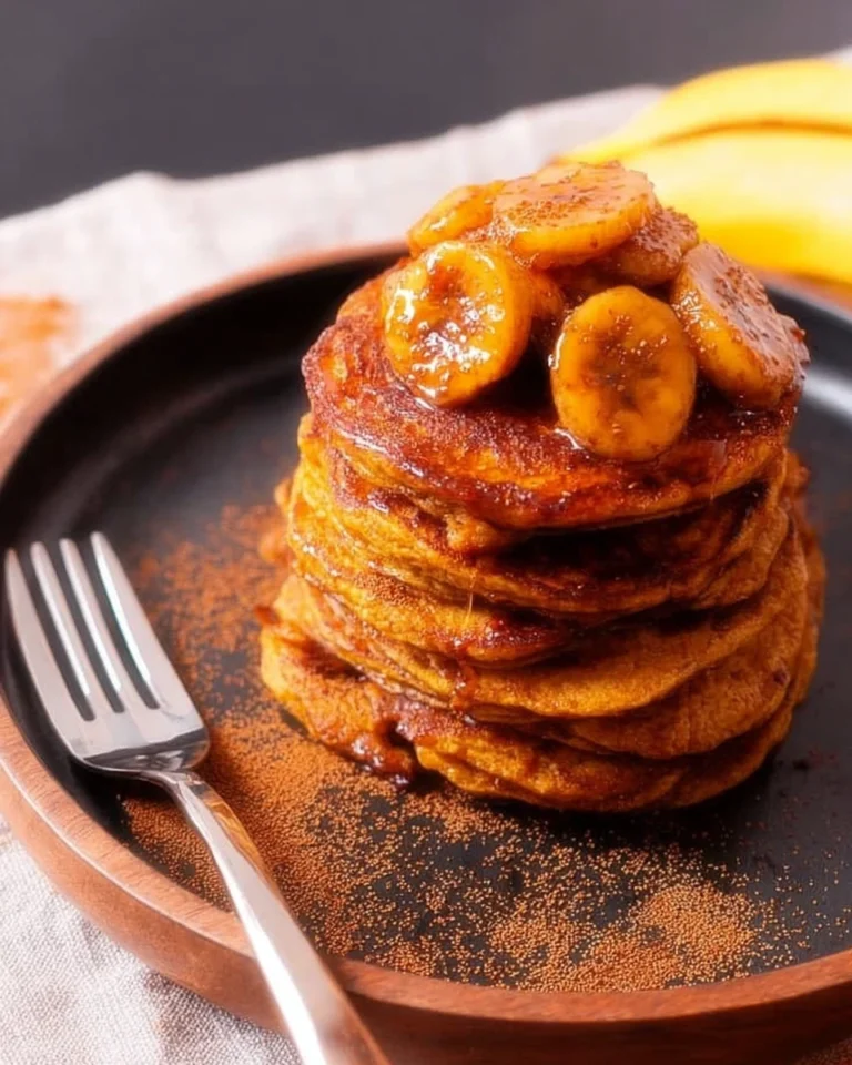 Pumpkin Oat Pancakes With Caramelized Bananas