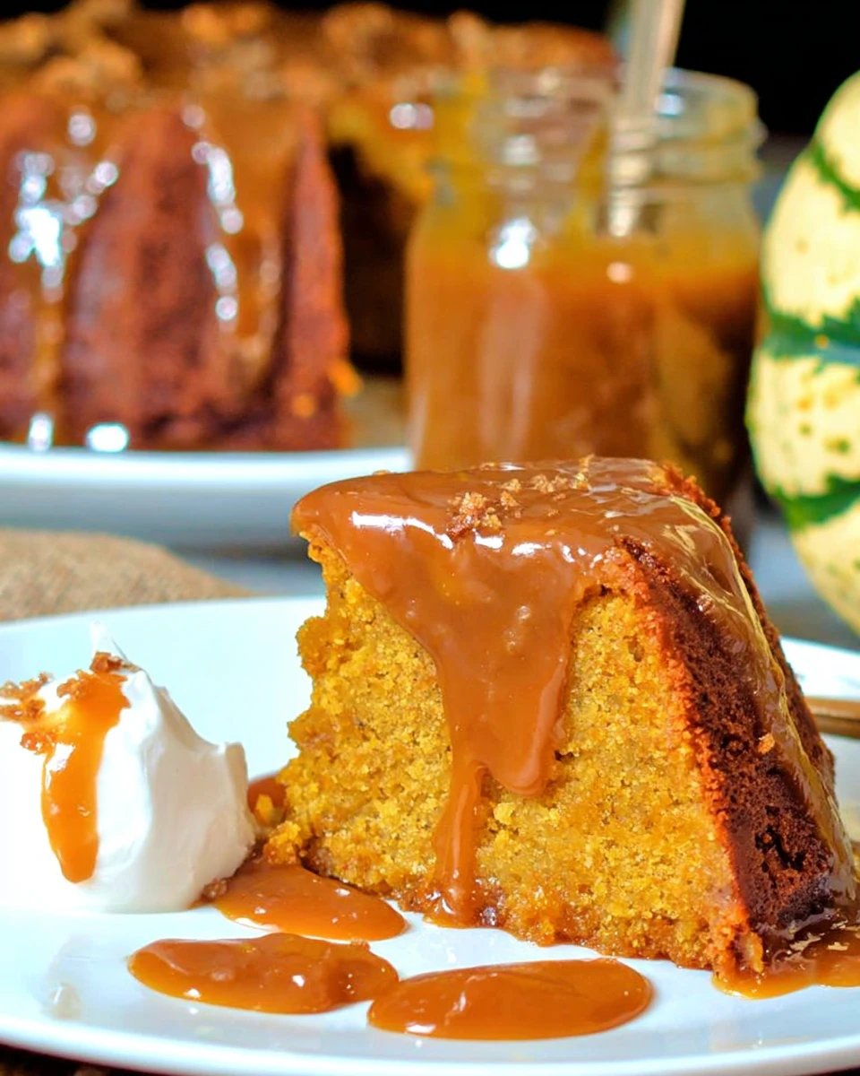 Slow Cooker Sticky Caramel Pumpkin Cake