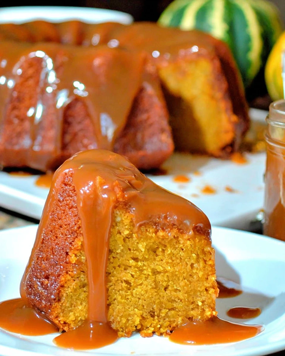 Slow Cooker Sticky Caramel Pumpkin Cake