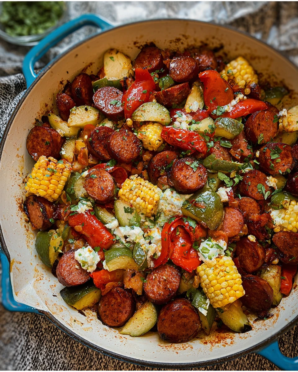 Summer Sausage Skillet with Andouille Sausage