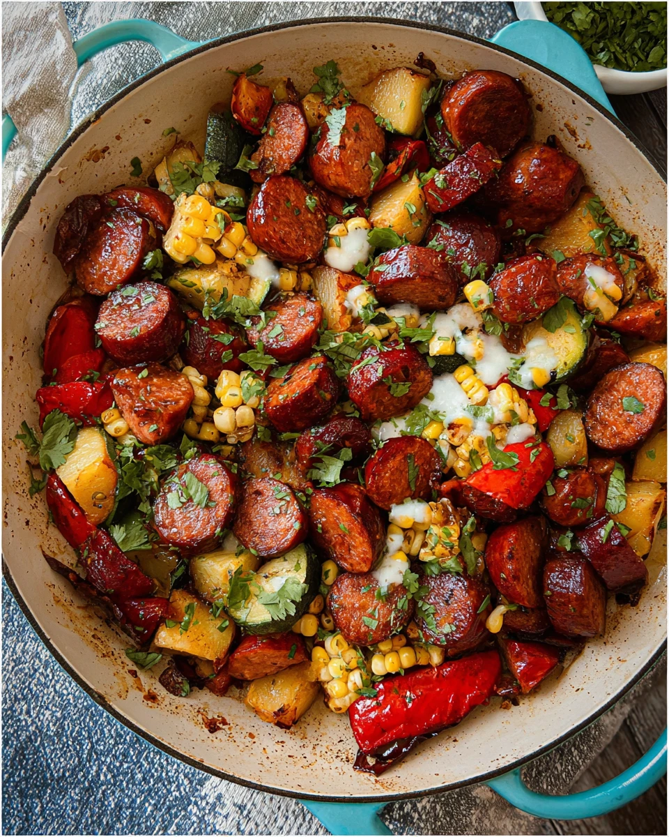 Summer Sausage Skillet with Andouille Sausage