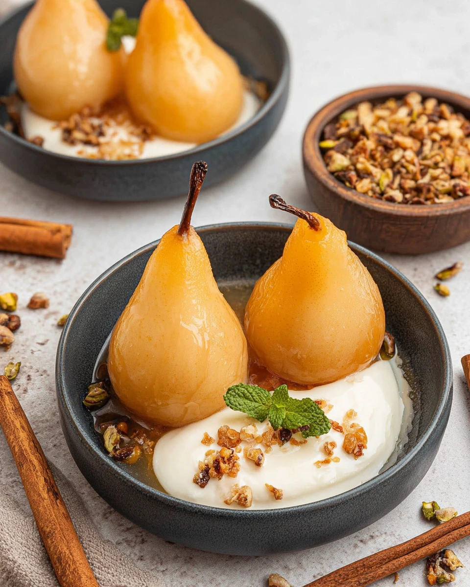 Vanilla Bourbon Poached Pears