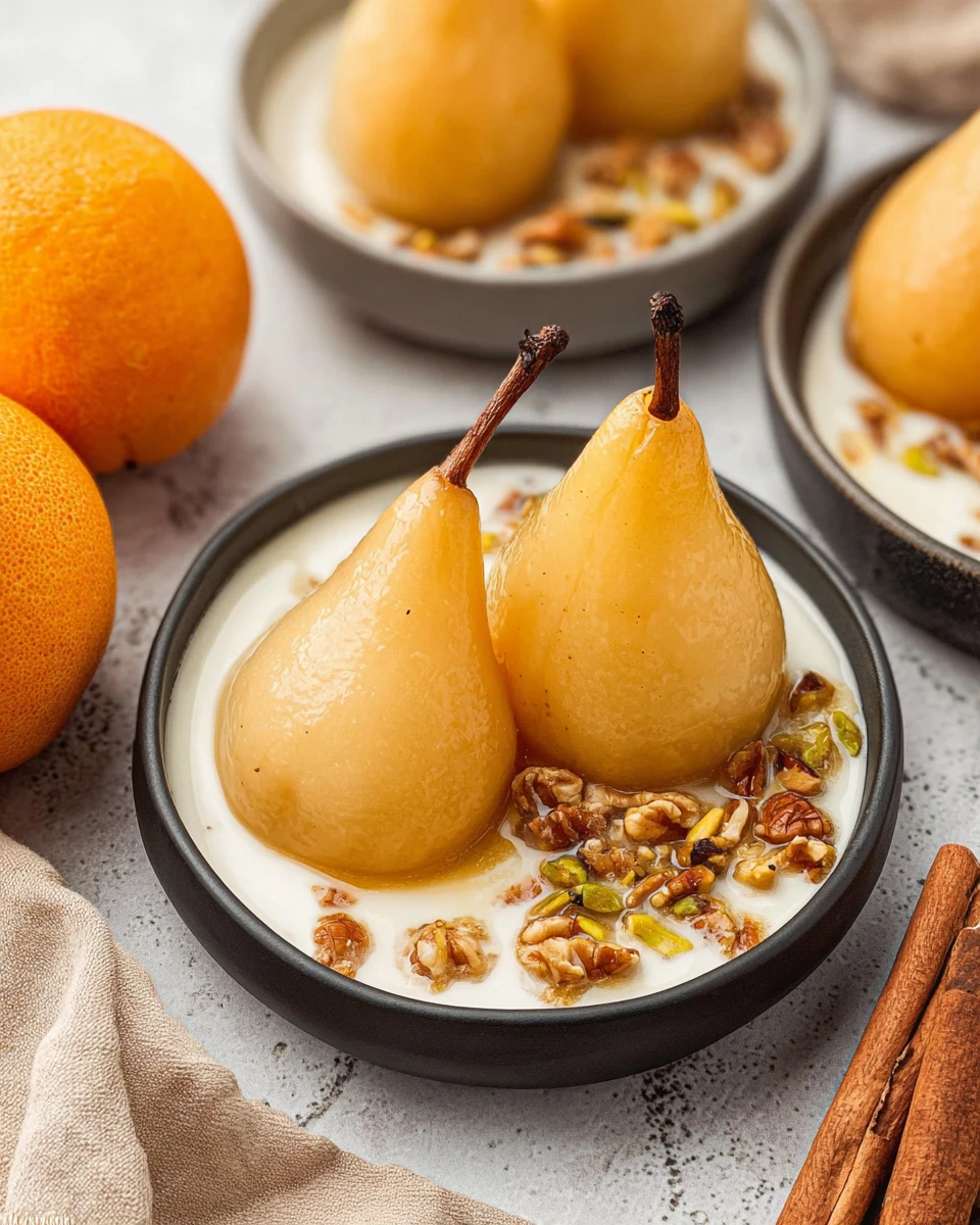 Vanilla Bourbon Poached Pears