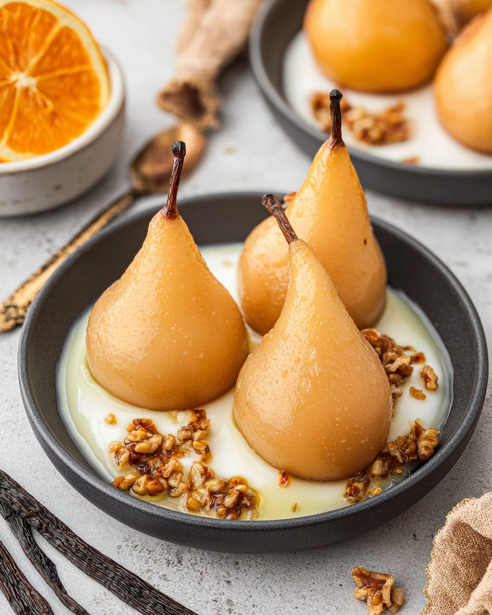 Vanilla Bourbon Poached Pears