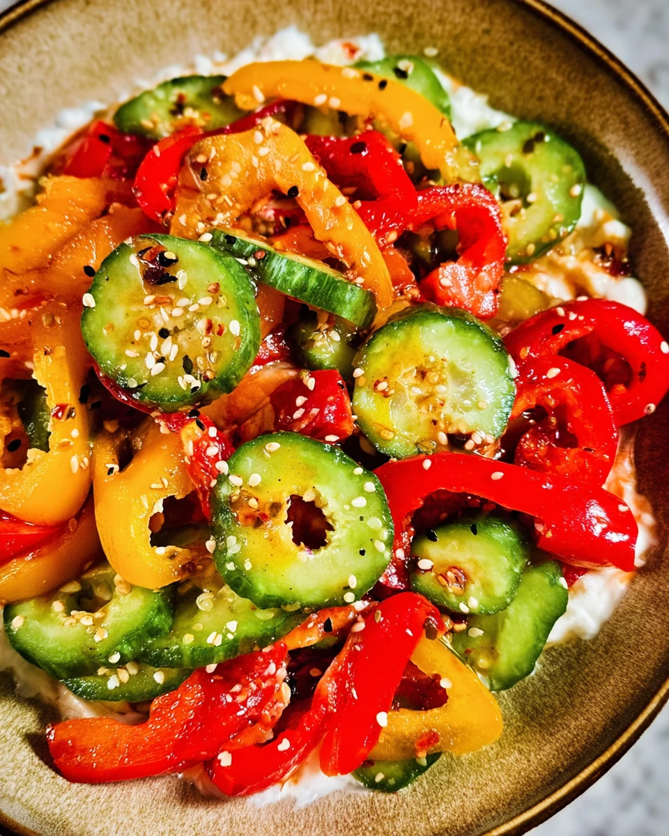 Viral TikTok Cucumber and Bell Pepper Salad
