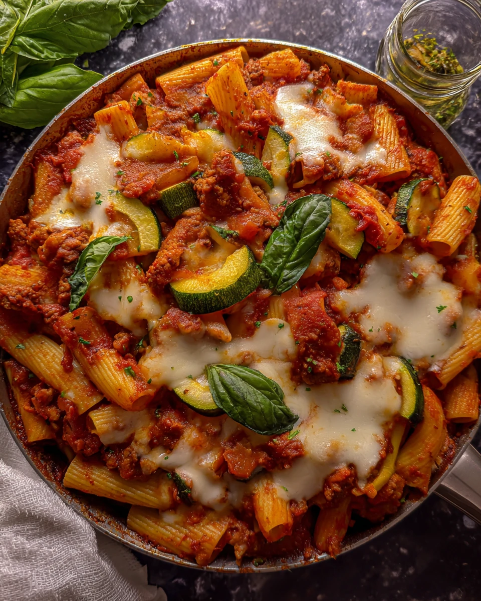 Baked Rigatoni Fra Diavolo with Sausage and Zucchini