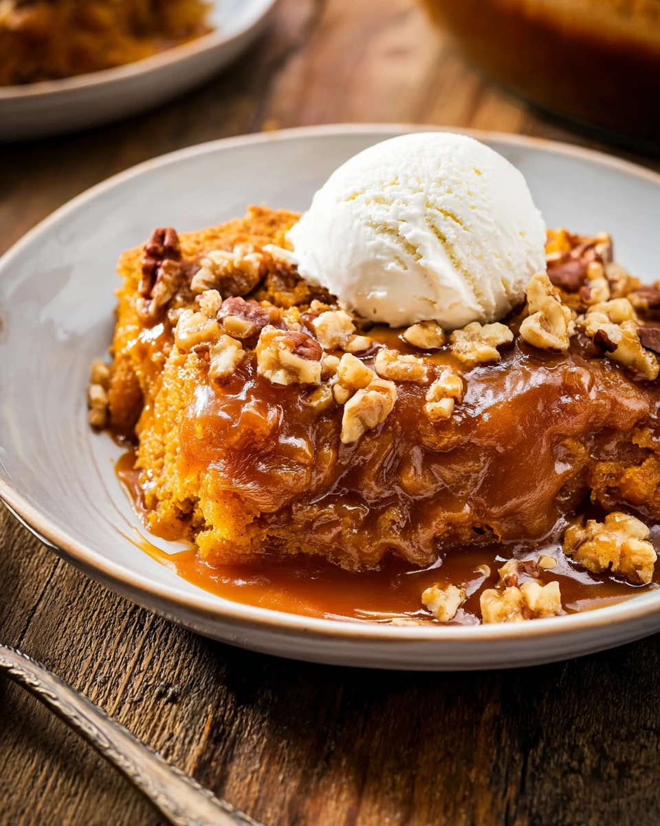 Caramel Pumpkin Cobbler with Pecans