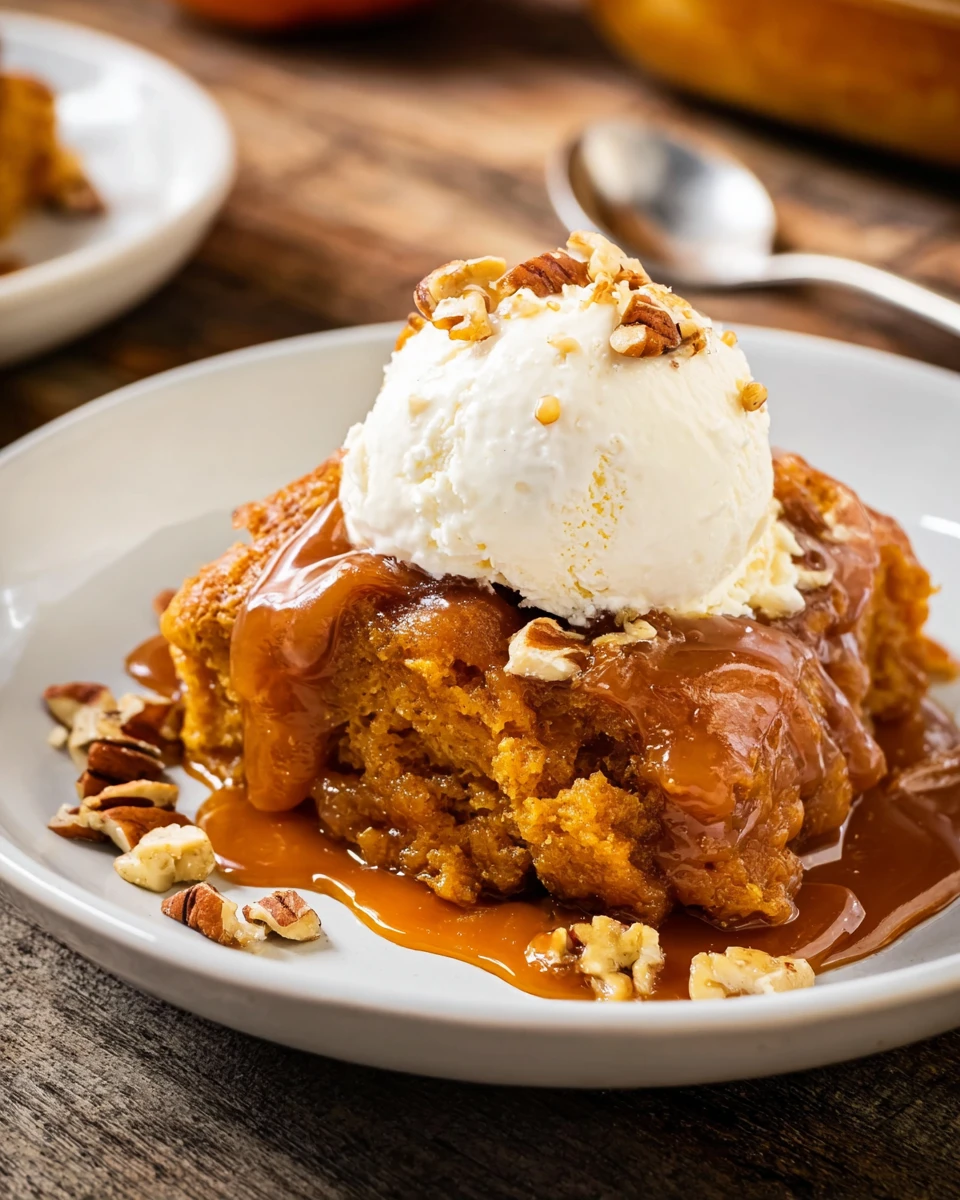 Caramel Pumpkin Cobbler with Pecans