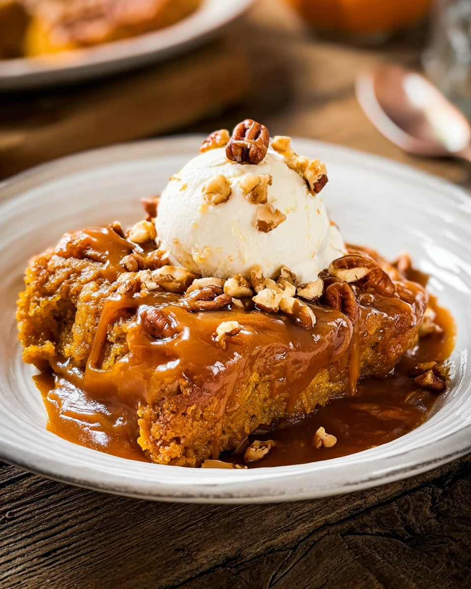 Caramel Pumpkin Cobbler with Pecans