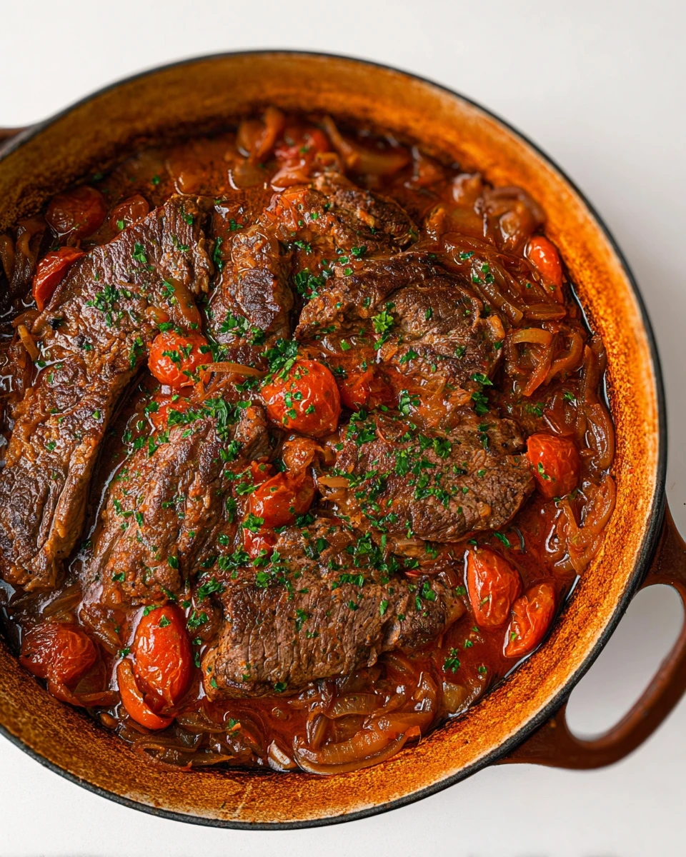 Carne en Bistec Colombian Steak with Tomatoes and Onions