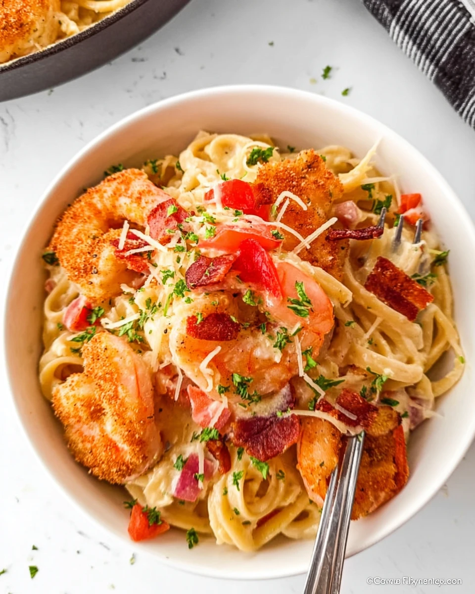 Chicken and Shrimp Carbonara