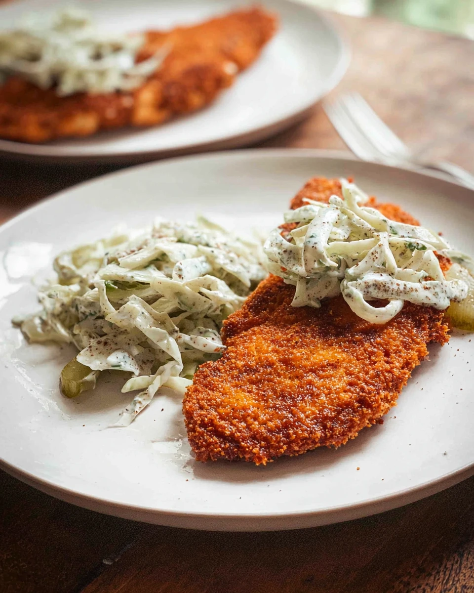 Crispy Air Fryer Buffalo Chicken Cutlets with Slaw