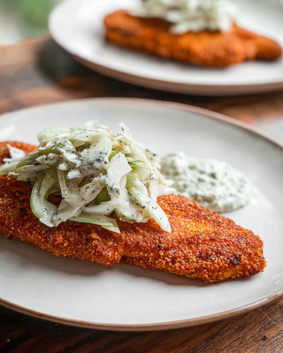 Crispy Air Fryer Buffalo Chicken Cutlets with Slaw
