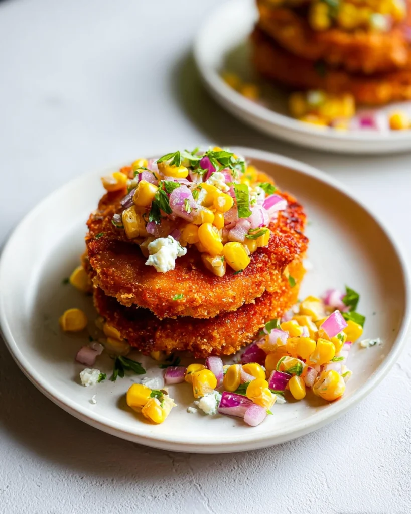 Fried Tomatoes with Corn Salsa