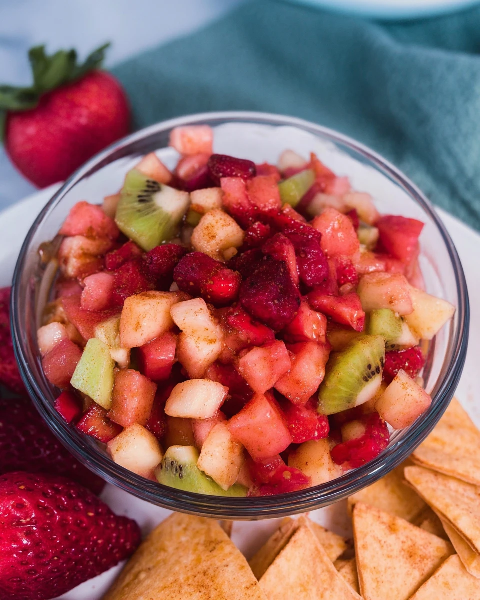 Fruit Salsa with Cinnamon Sugar Tortilla Chips