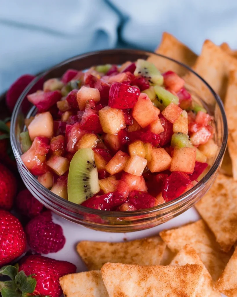 Fruit Salsa with Cinnamon Sugar Tortilla Chips