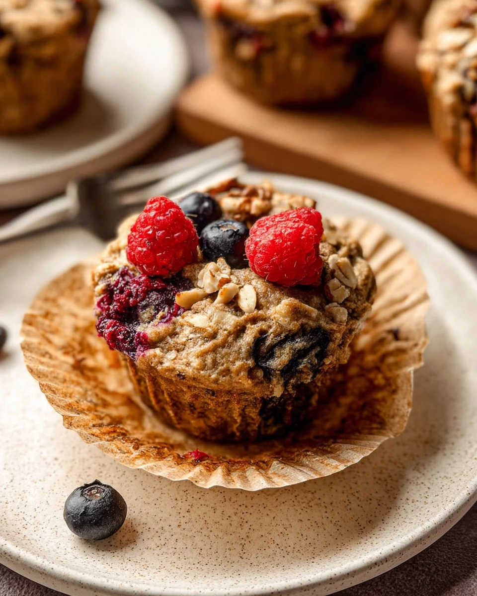 Mixed Berry Baked Oatmeal Muffins