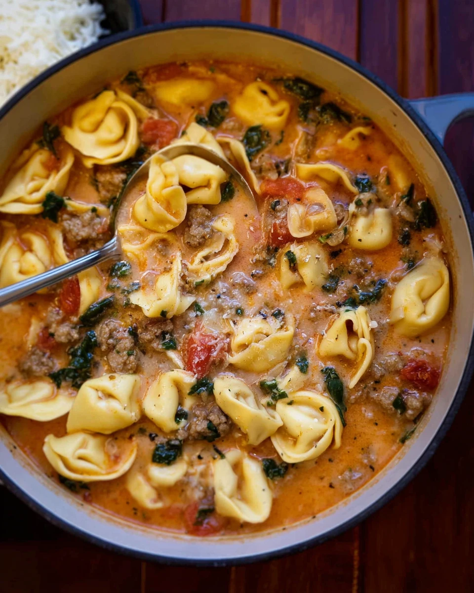 One Pot Italian Sausage Tortellini Soup