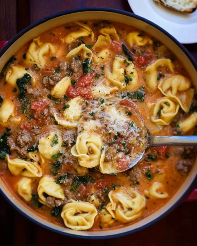 One Pot Italian Sausage Tortellini Soup