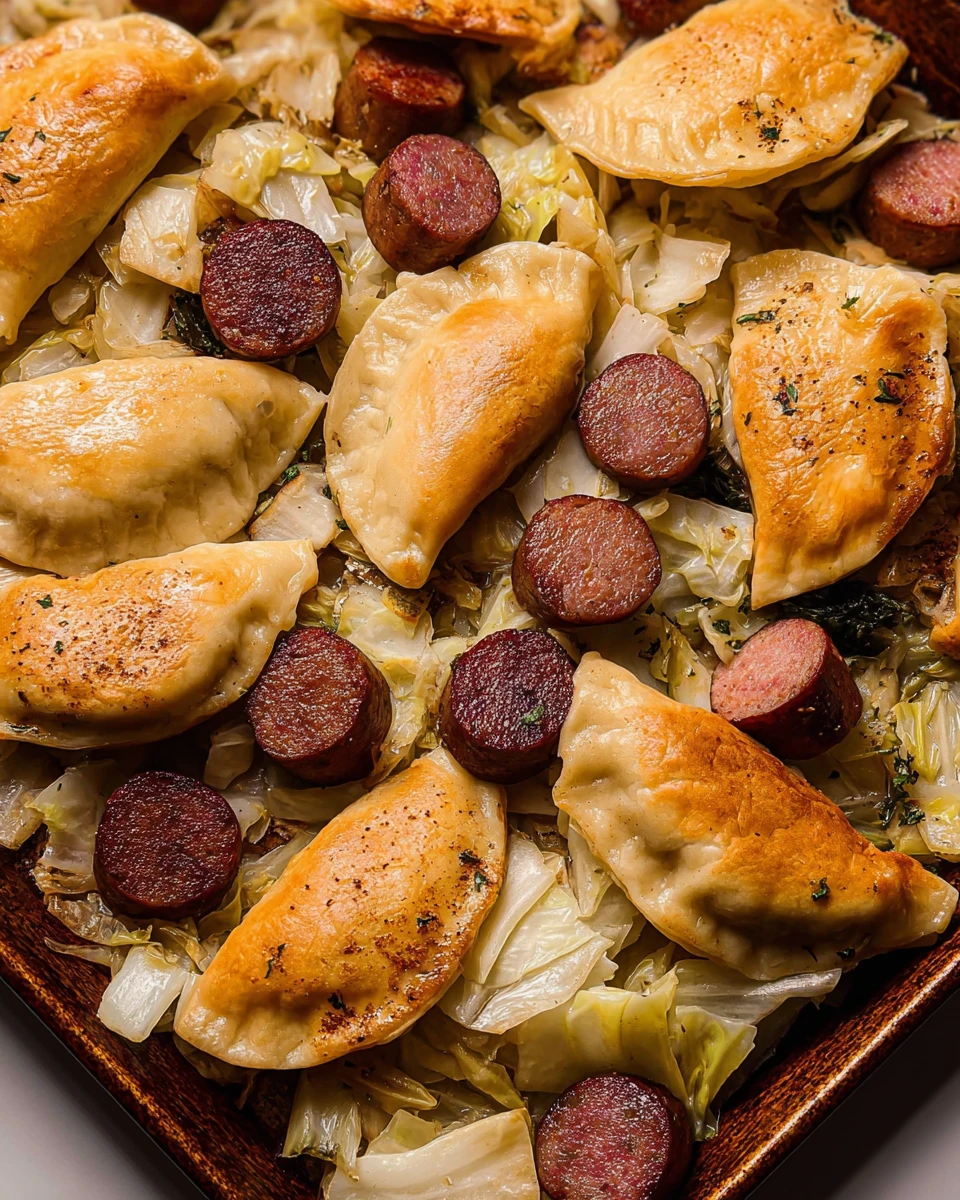 Sheet Pan Pierogies with Kielbasa and Cabbage