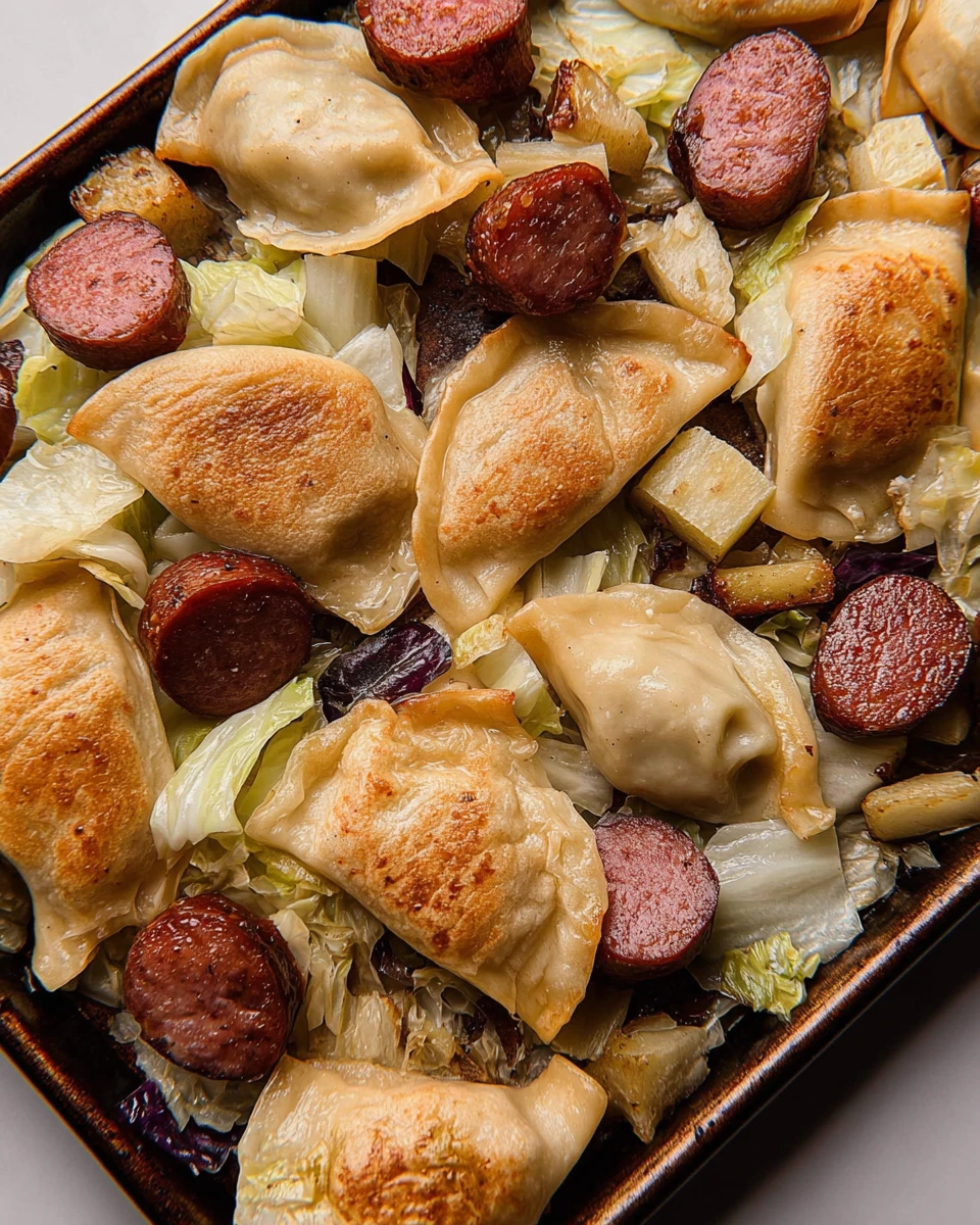 Sheet Pan Pierogies with Kielbasa and Cabbage