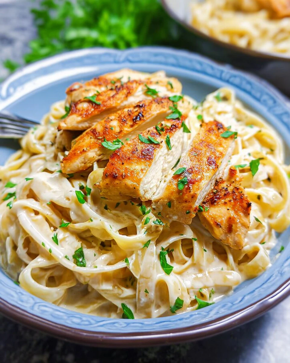 Skinny Chicken Fettuccine Alfredo
