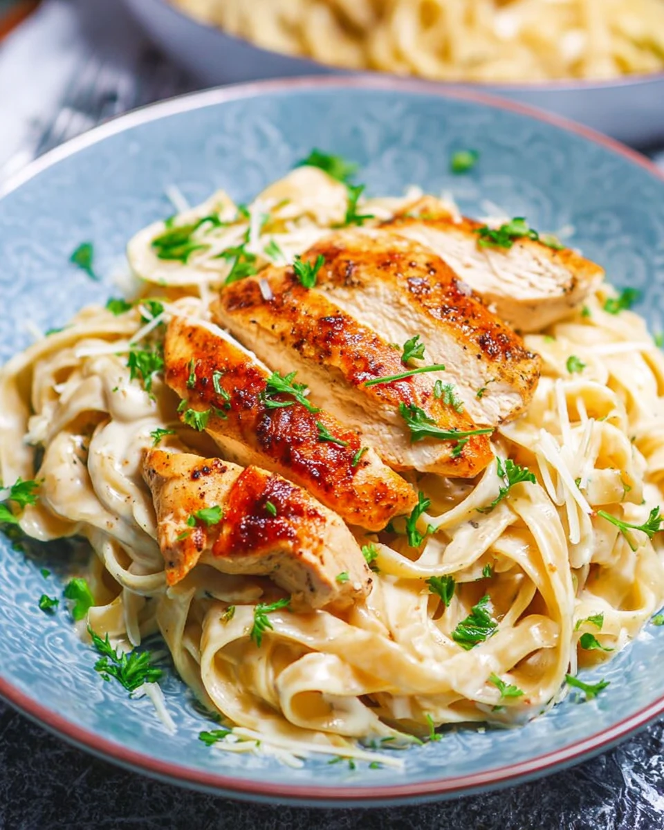 Skinny Chicken Fettuccine Alfredo
