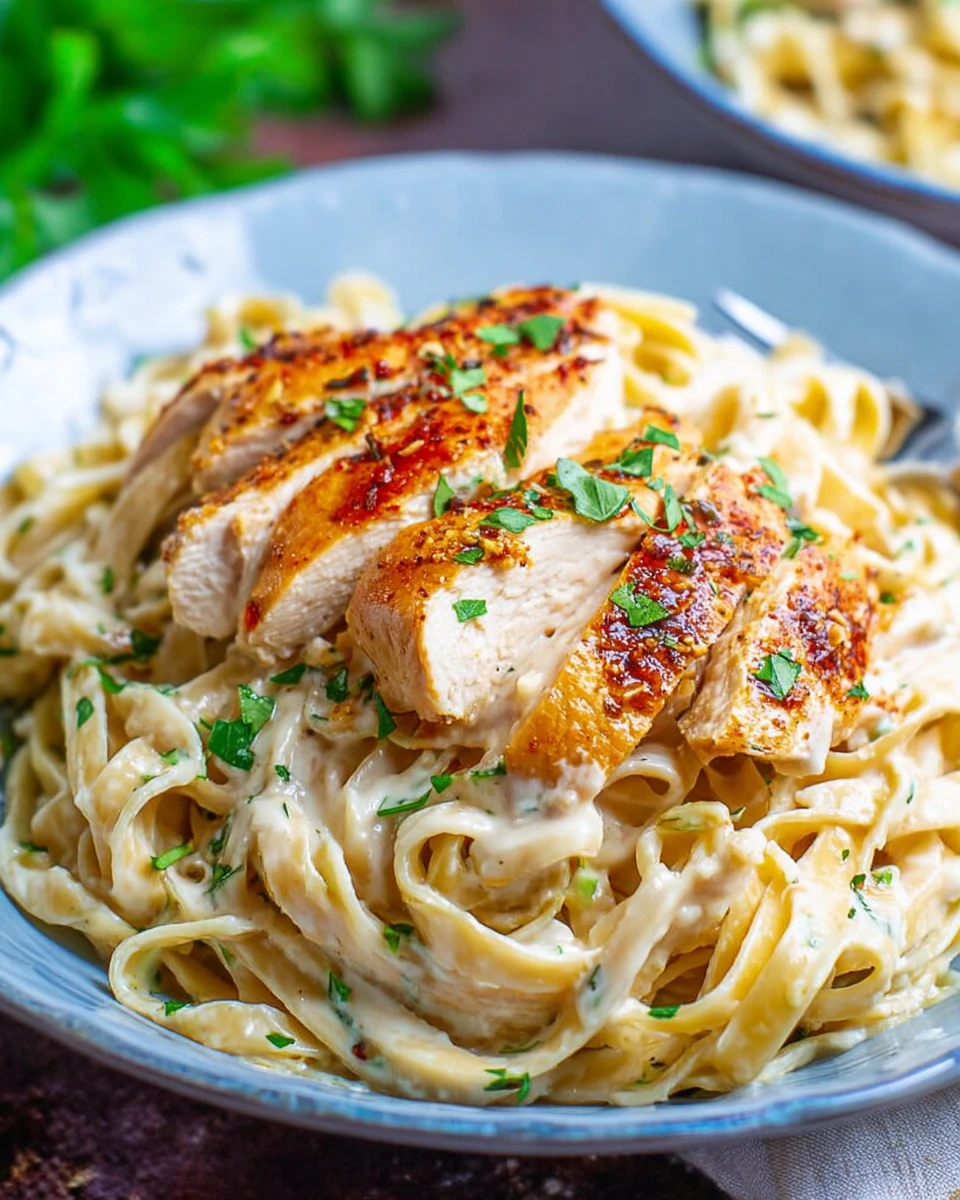 Skinny Chicken Fettuccine Alfredo