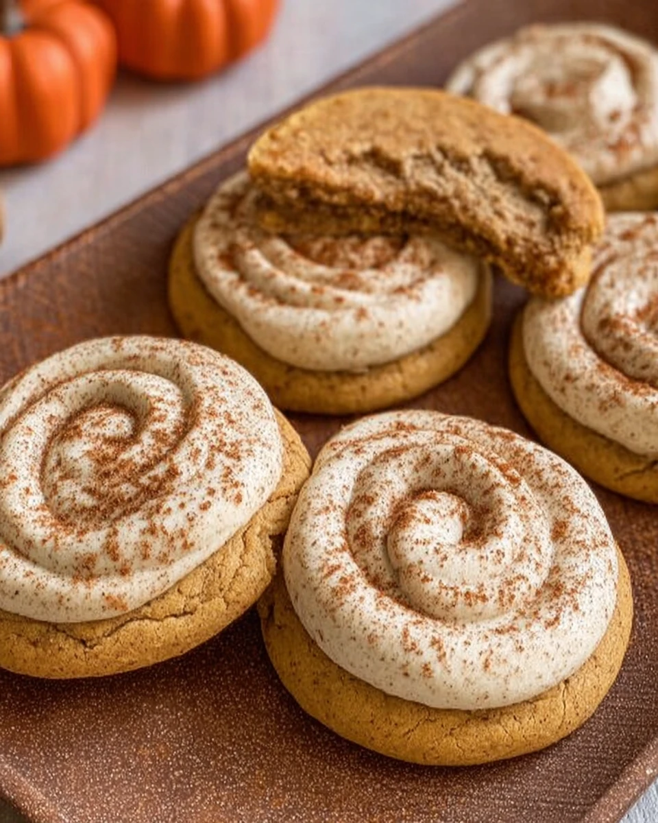 Soft Pumpkin Cookies with Cinnamon Frosting