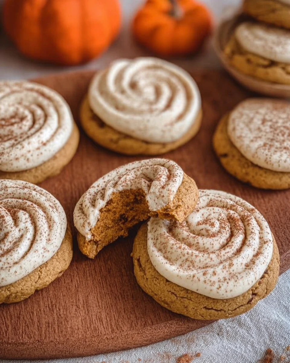Soft Pumpkin Cookies with Cinnamon Frosting