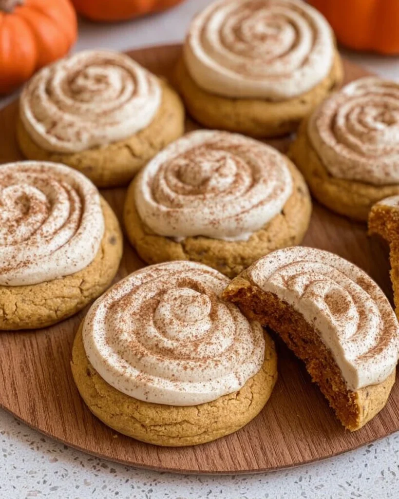 Soft Pumpkin Cookies with Cinnamon Frosting