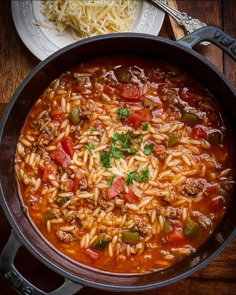 Stuffed Pepper Orzo Soup