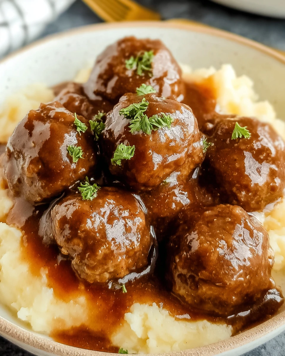 Tasty Slow Cooker Salisbury Steak Meatballs