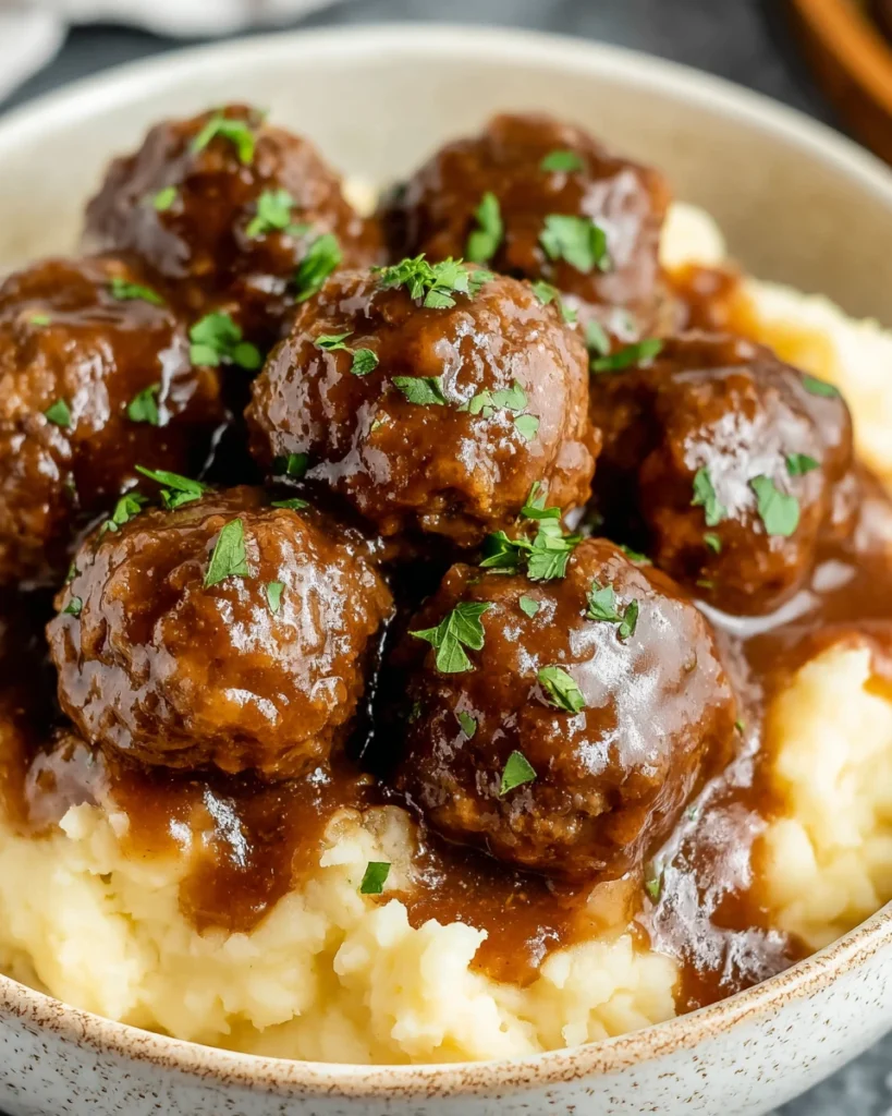 Tasty Slow Cooker Salisbury Steak Meatballs