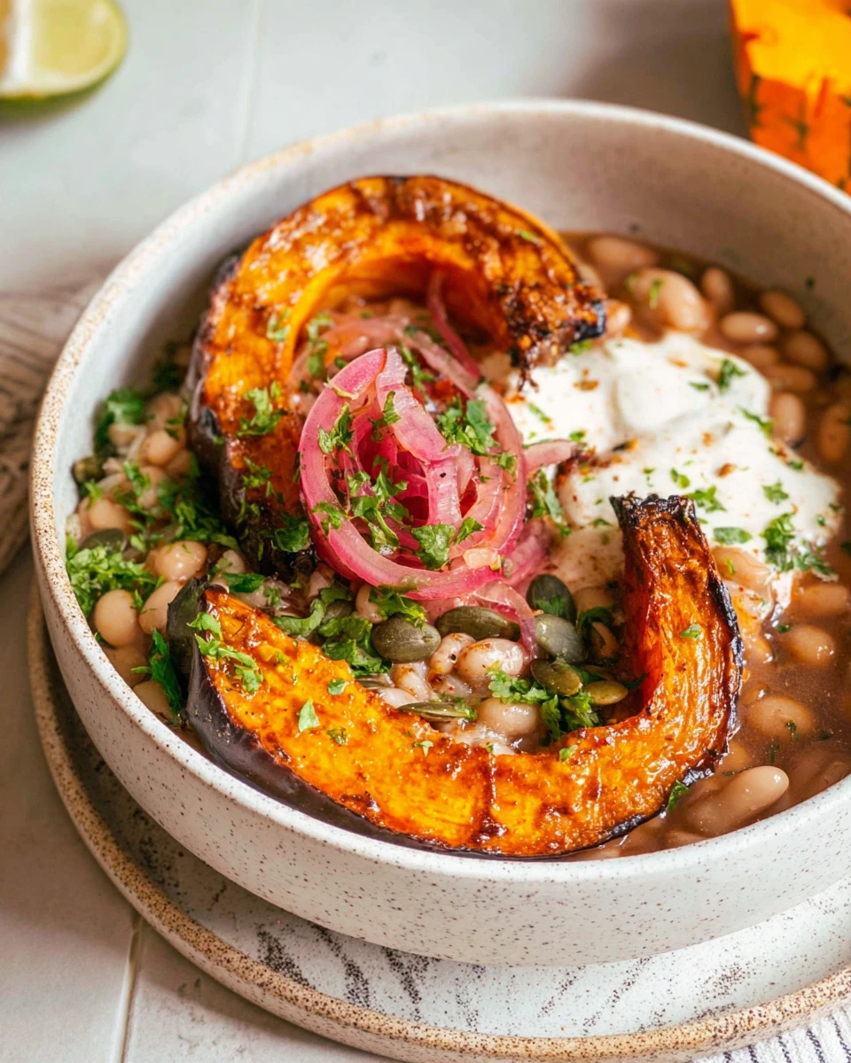 White Bean Chilli with Roasted Pumpkin