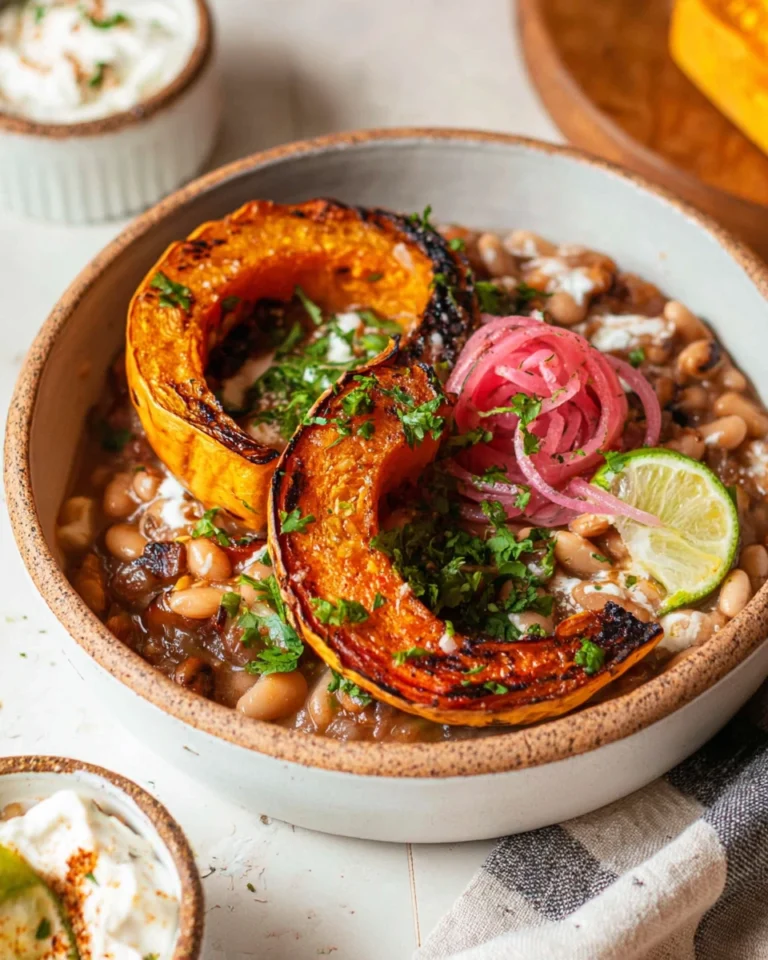 White Bean Chilli with Roasted Pumpkin