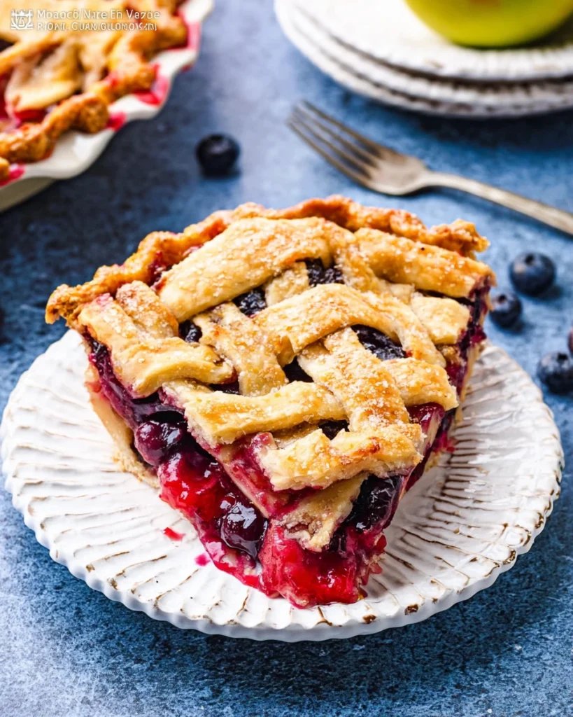 Apple Blueberry Pie with Flaky Lattice Crust